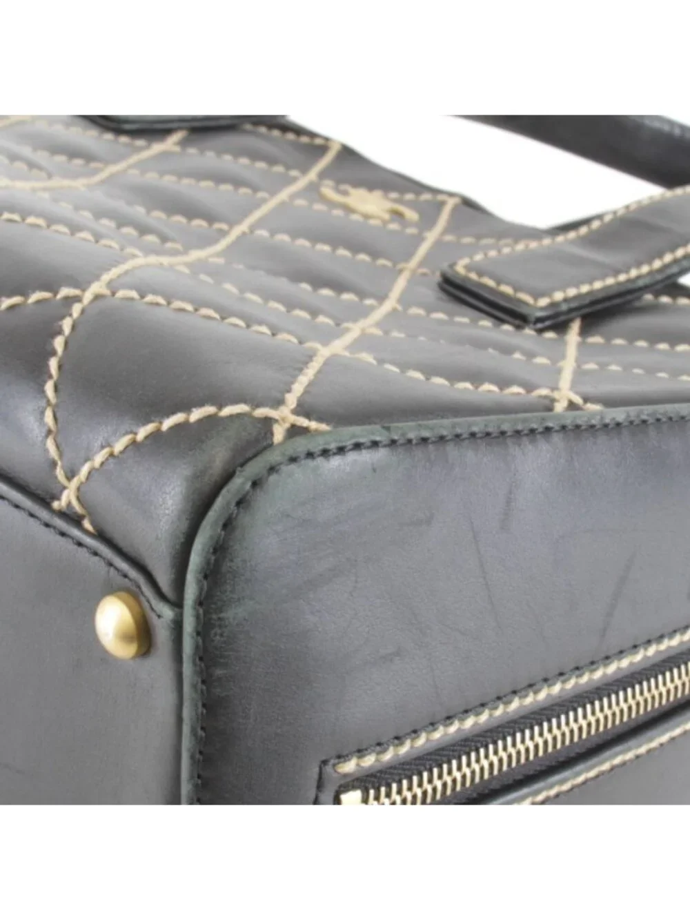 Chanel Wild Stitch Handle with Card Leather Black Handbag